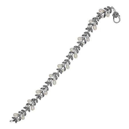 Marcasite and White Freshwater Vine Bracelet - Click Image to Close